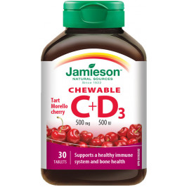 JAMIESON Vitamíny C a D3 500 mg s príchuťou čerešne 75 cmúľacích tabliet