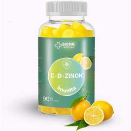 BIOMIC VITAMÍN C+D+ZINOK gummies citrónová príchuť 90ks