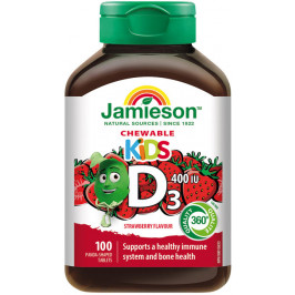 JAMIESON Vitamín D3 Kids 400IU tablety na cmúľanie s príchuťou jahody 100tbl